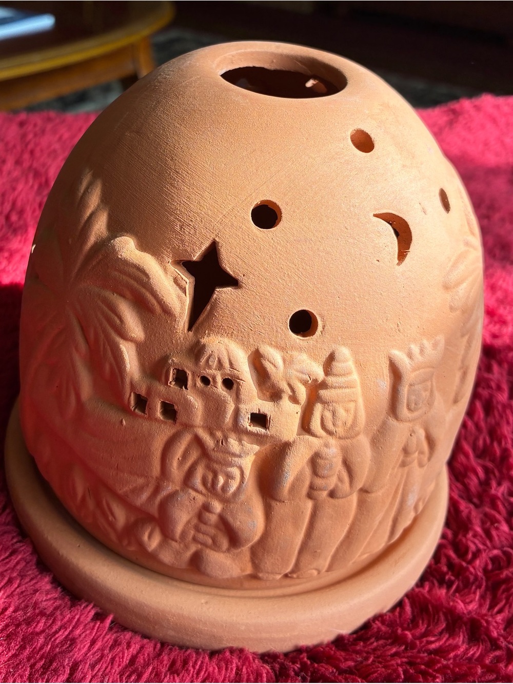 Domed terra cotta Christmas luminary